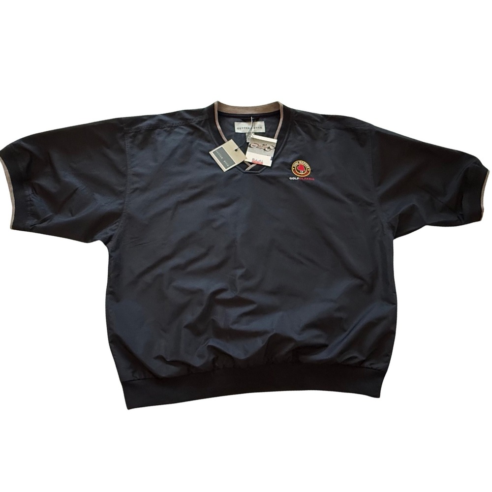 Cutter & Buck Windshirt Mens XL Black V-Neck Short Sleeve Golf Pullover Jacket